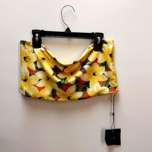 Stone fox bandeau top stn fx Lele swim one size new, yellow‎ with lilies